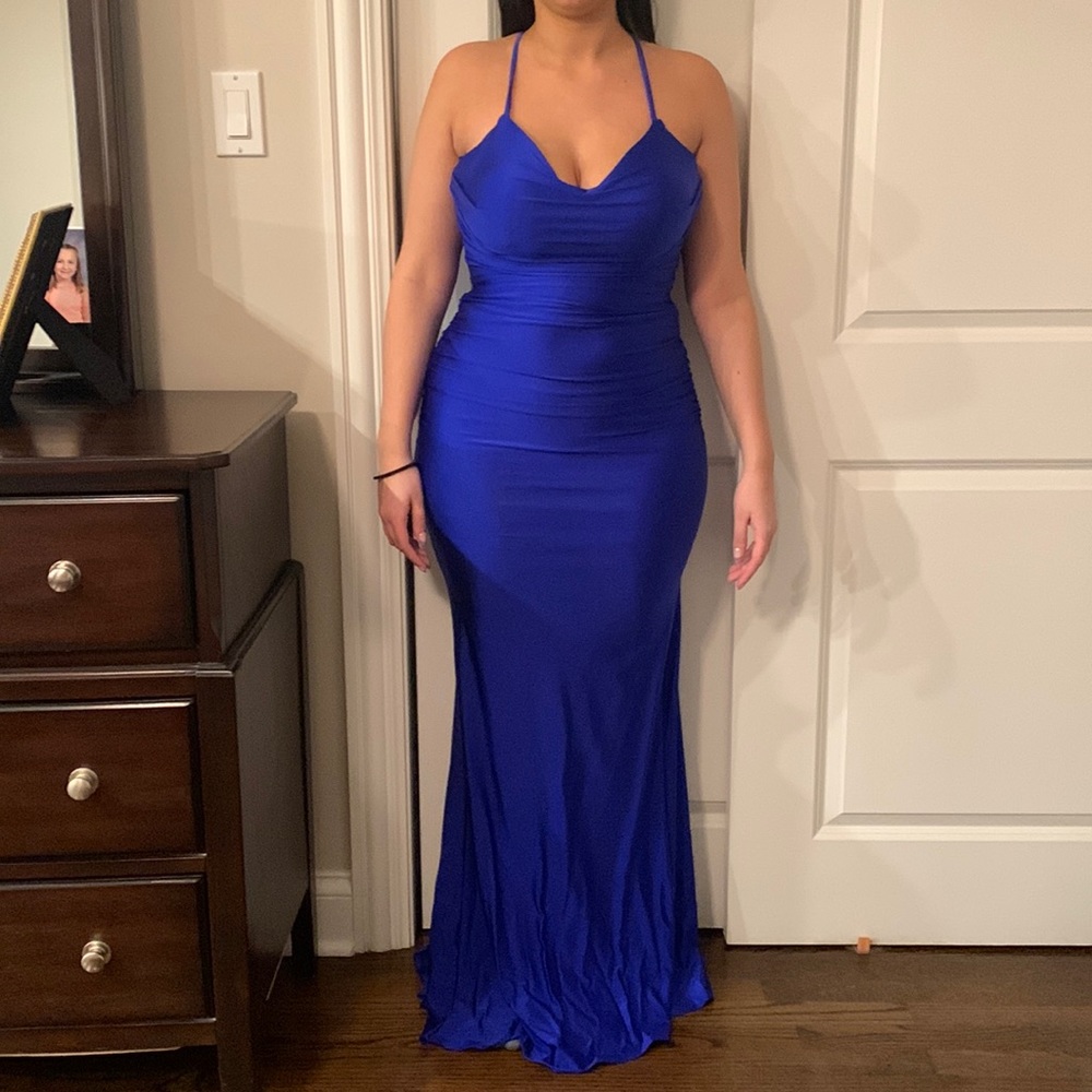 Royal Blue Prom dress. Never worn but some marks in material. See pics